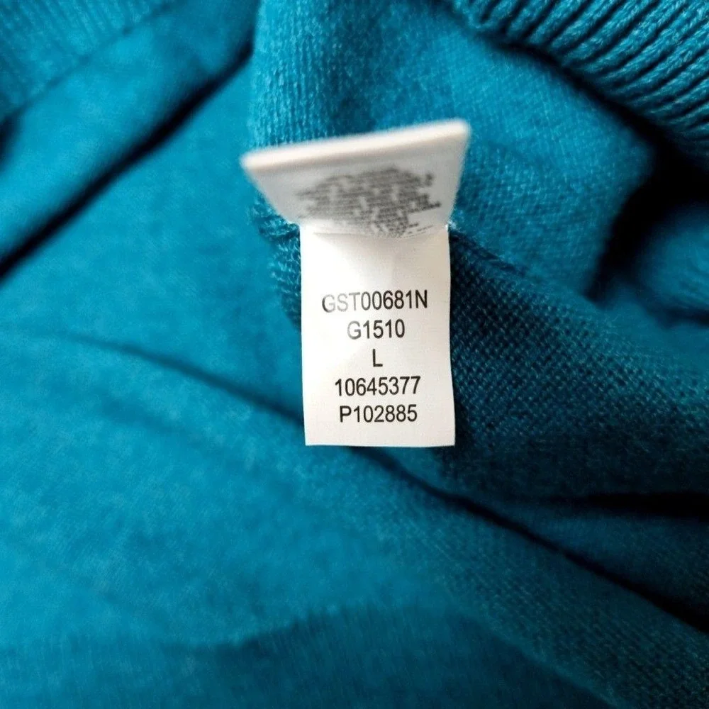 Bonobos Sweater Mens L Green 1/4 Zip Pullover Striped Cotton Polyester Knit Work